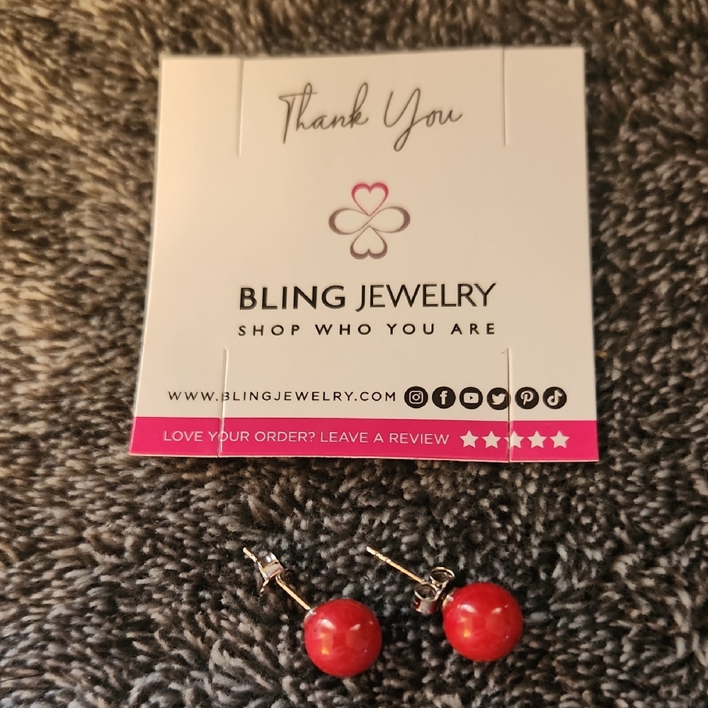 Bling Jewelry Vibrant Red Stud Earrings